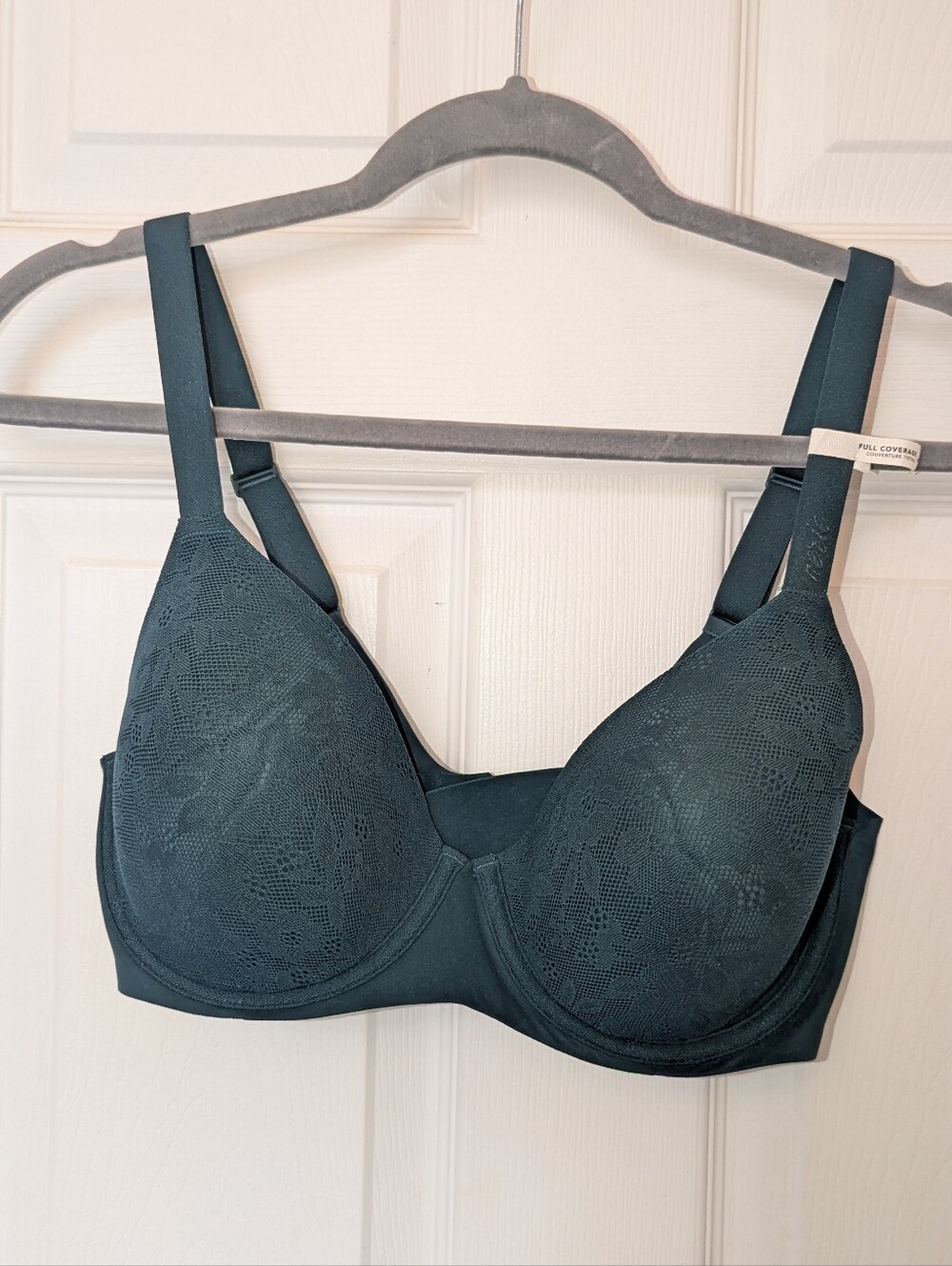 NEW Aerie Smoothiez Lace-Textured Full Coverage Underwire Bra - Teal Green